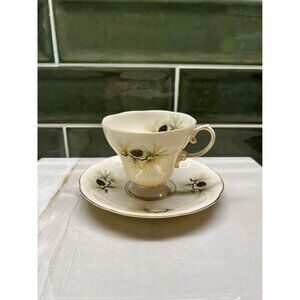 Vintage Saji Japanese Fancy‎ China 7/70 Tea Cup Saucer Pine Cone Gold